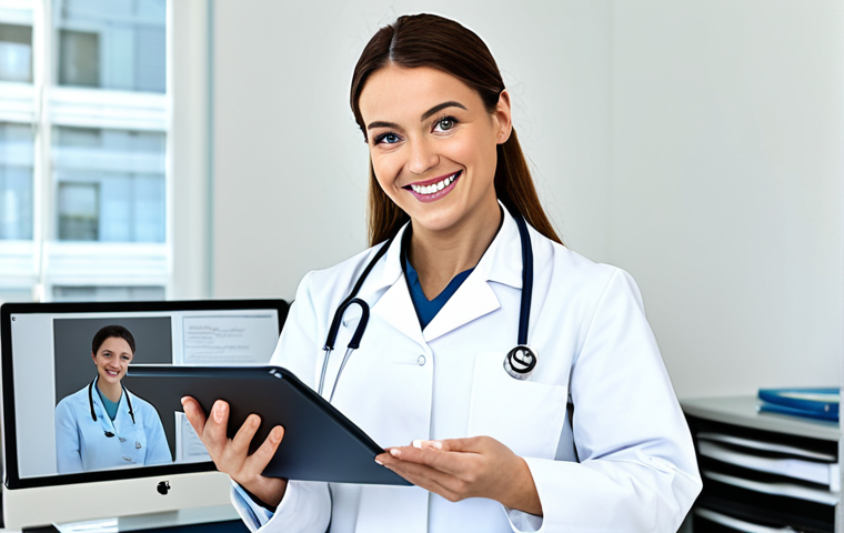 **
A professional doctor in a clean, bright office setting, fully clothed in a standard doctor's coat and appropriate medical attire, smiling reassuringly at the viewer, holding a tablet with medical information displayed. Safe for work, appropriate content, professional, perfect anatomy, well-formed hands, natural pose.
**