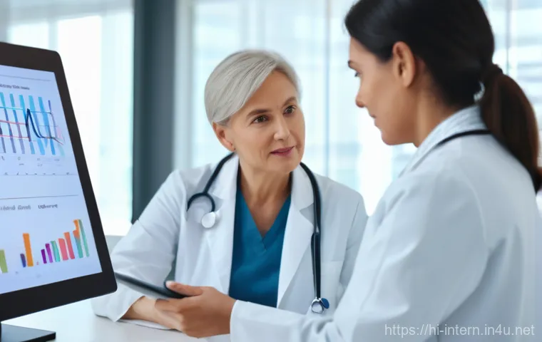 갑상선 치료 비용 분석 - **Prompt:** A compassionate female doctor in a white lab coat, gently explaining thyroid function te...