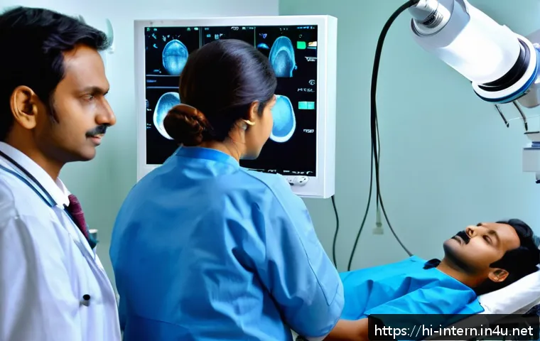 소화기 질환 진단 방법 - A detailed medical scene showing a Hindi-speaking patient undergoing a painless endoscopy procedure ...