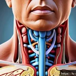갑상선 기능 이상 원인 - A detailed anatomical illustration of the human endocrine system focusing on the adrenal glands and ...
